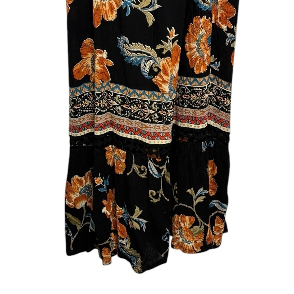 NWT Spaghetti Strap Black Floral Open Back Lace Maxi Dress Size Small - Picture 2 of 9